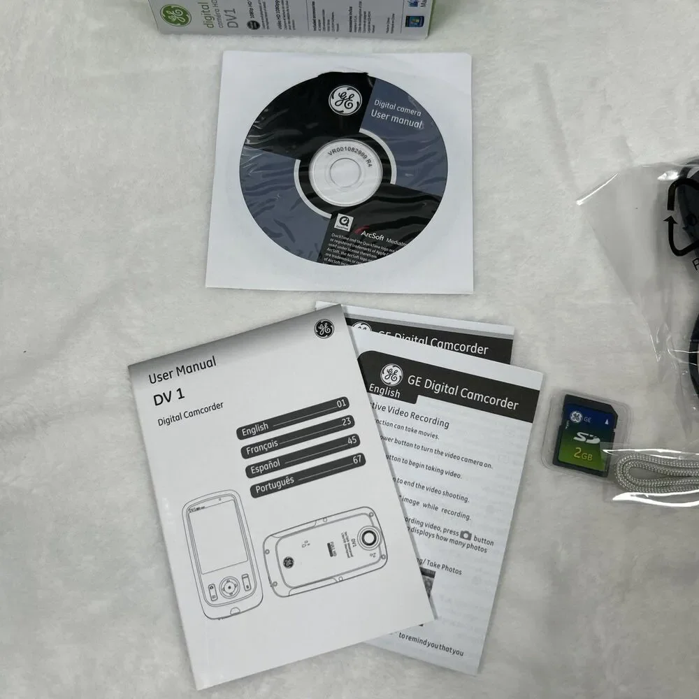 GE DV1 HD 1080p Camcorder Video Camera Waterproof w/ Memory Card Disc Open Box